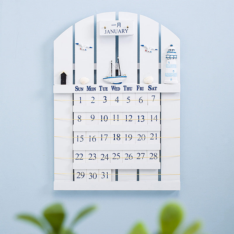 Mediterranean Wooden Wall Calendar - HOMYEA