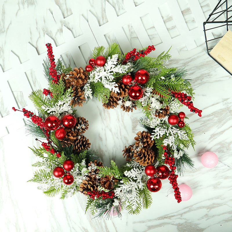 Christmas Red Gold Light Bulb Fruit Branch Garland - HOMYEA