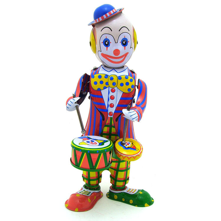 Retro Nostalgic Clown playing drums Wind-up Toy - HOMYEA