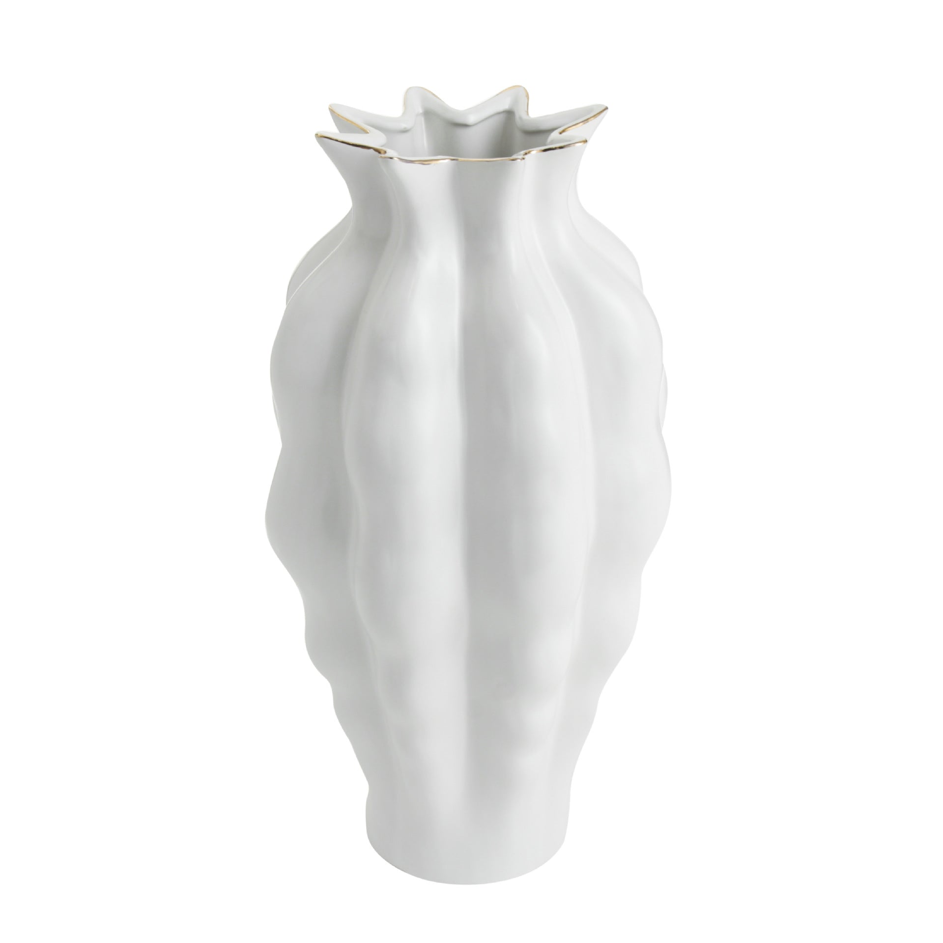 White Wavy Big Decor Vases - HOMYEA