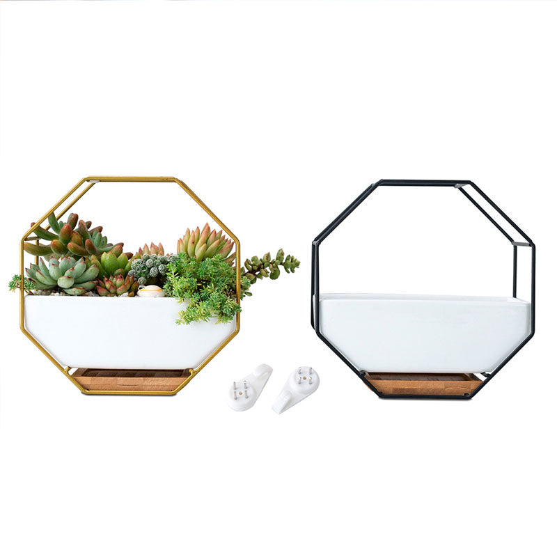 Iron Octagon Wall Vases - HOMYEA