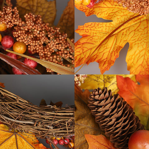 Christmas Wreath of Maple Leaves and Acorns - HOMYEA