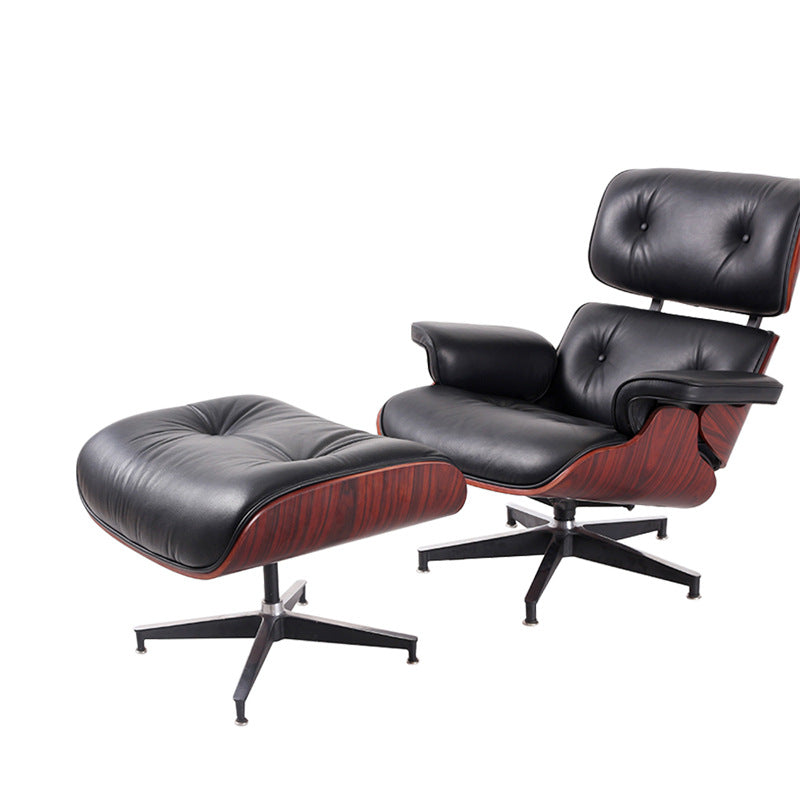 Classic Black Leather Eames Lounge Chair- Only Available for Buyers in USA - HOMYEA