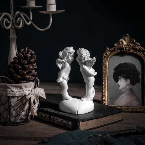 White Angel Couple Small Sculpture - HOMYEA