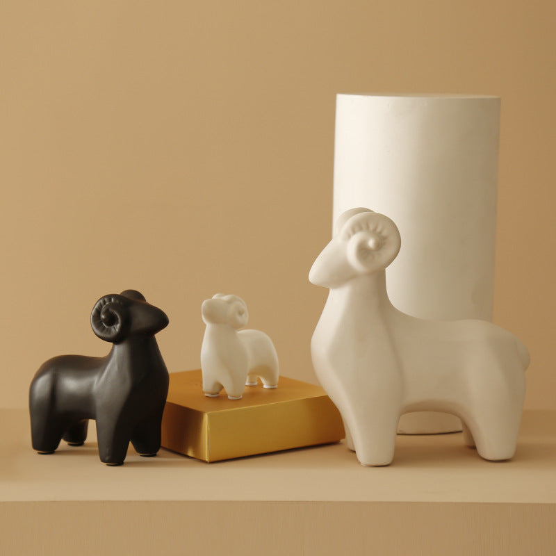 Ceramic Lamb Sculpture - HOMYEA