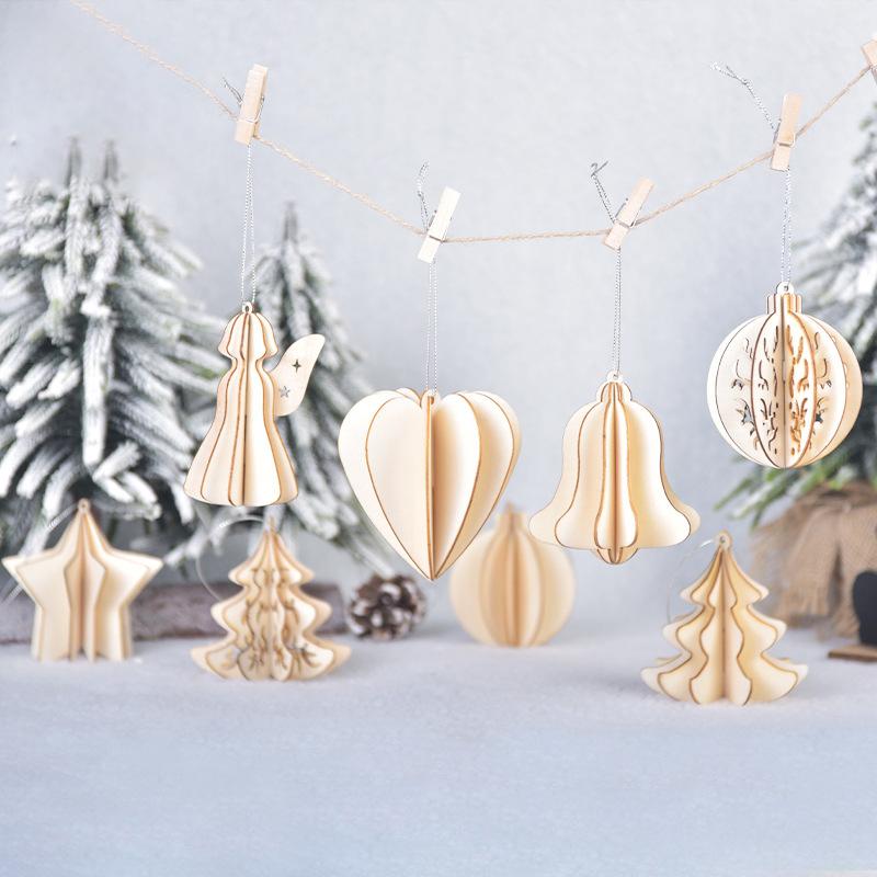 Three-dimensional Wooden Christmas Tree Pendant - HOMYEA