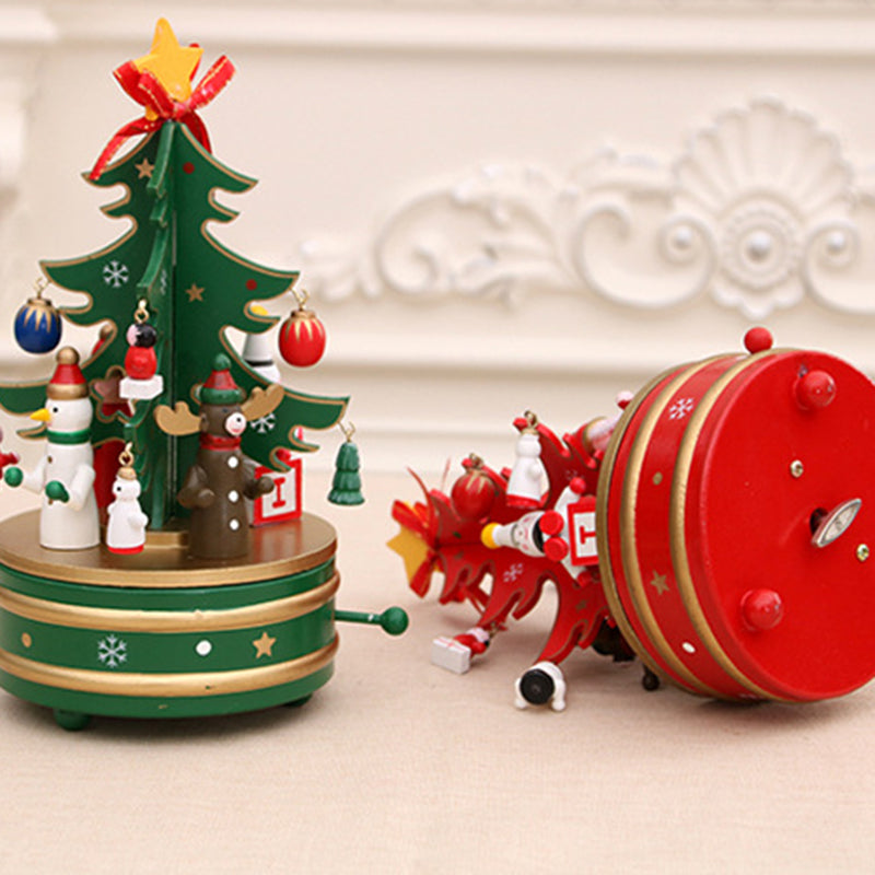 Christmas Tree Wooden Rotating Music Box - HOMYEA