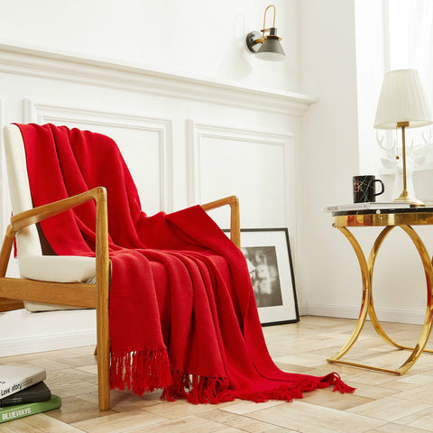 Fringe Lace Knitting Blanket - HOMYEA