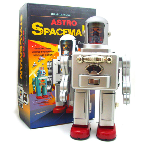 Silver Retro Nostalgic Space Robot Tin Toy - HOMYEA