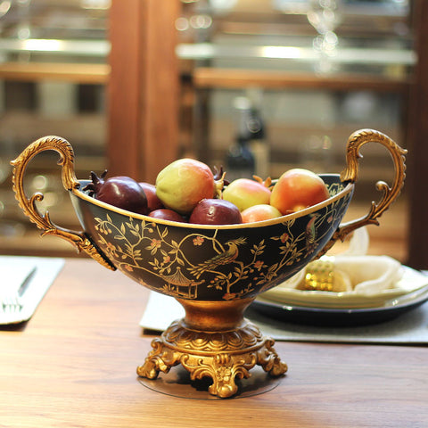 Ceramic Black Gold Fruit Plate - HOMYEA