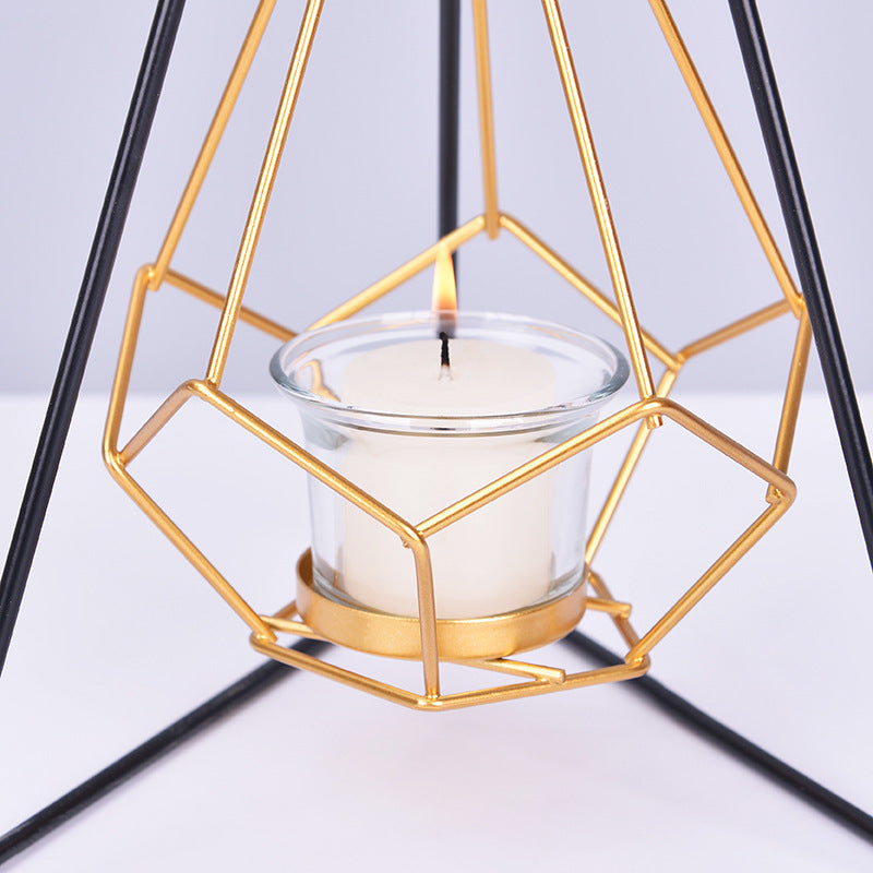 Simple Golden Candle Holder - HOMYEA