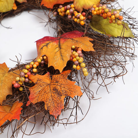 Christmas Rattan Maple Leaf Wreath - HOMYEA