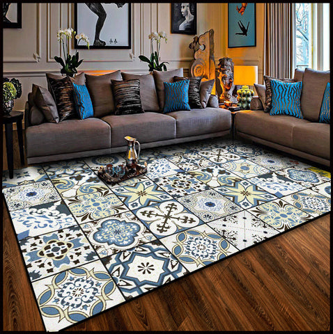 Mosaic Pattern Polyester Rugs - HOMYEA