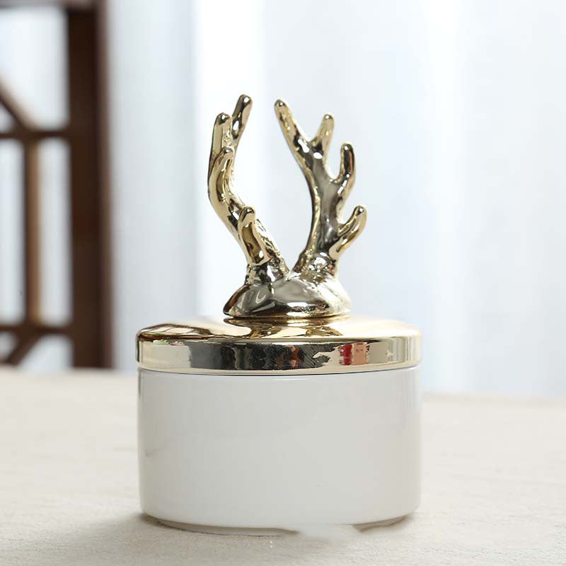 Golden Antler Ceramic Storage Box - HOMYEA