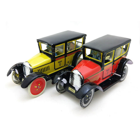 Red Taxi Yellow Metal Wind-up Toy - HOMYEA