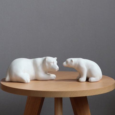 White Ceramic Bear Sculpture - HOMYEA