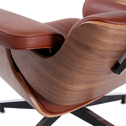 Classic Brown Leather Eames Lounge Chair- Only Available for Buyers in USA - HOMYEA