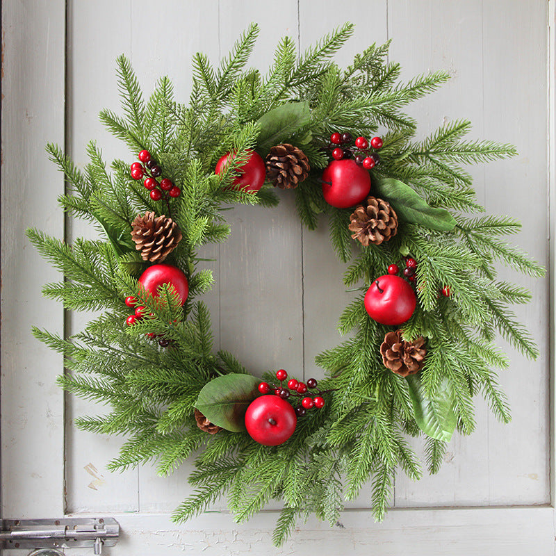 Christmas Pine Needle Peace Fruit Wreath - HOMYEA