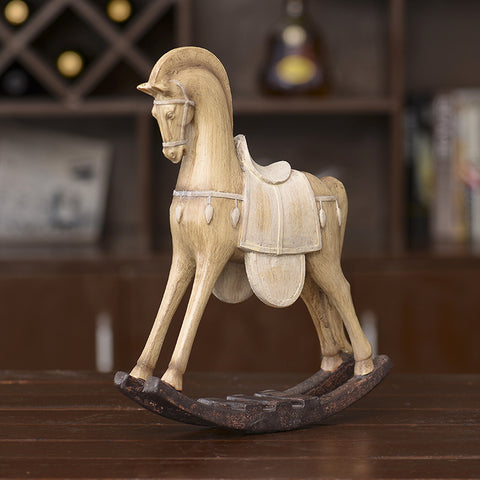 Imitation Wooden Cute Horses Sculpture - HOMYEA