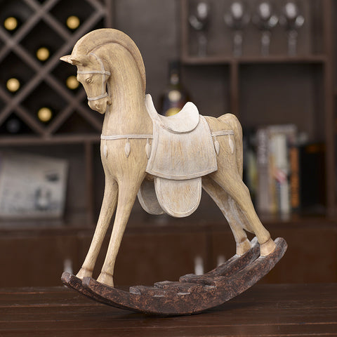 Imitation Wooden Cute Horses Sculpture - HOMYEA