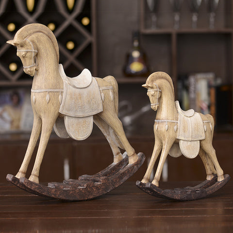 Imitation Wooden Cute Horses Sculpture - HOMYEA