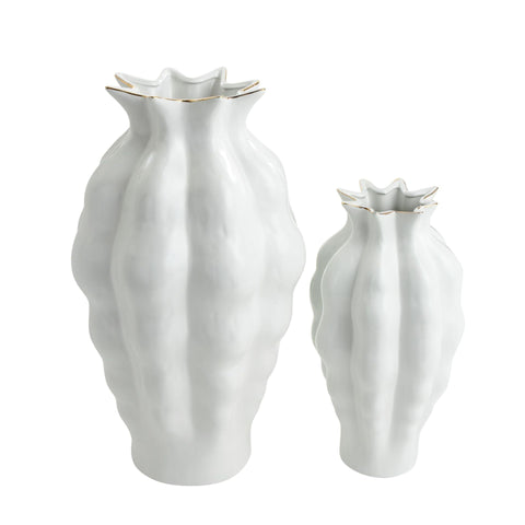 White Wavy Big Decor Vases - HOMYEA