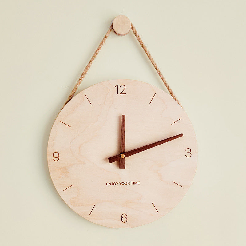 Wooden Circular Wall Clock - HOMYEA