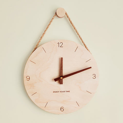 Wooden Circular Wall Clock - HOMYEA