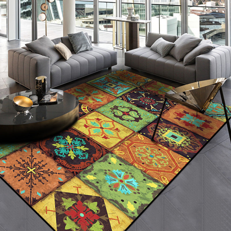 Multicolor Polyester Rectangular Rugs - HOMYEA