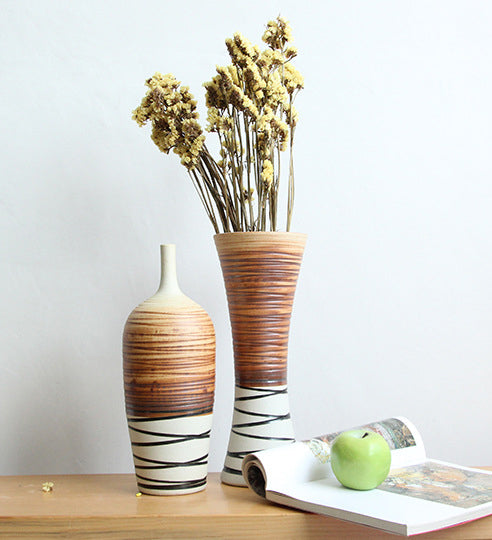 Stripe Printed Vintage Table Vases - Set of 3 - HOMYEA