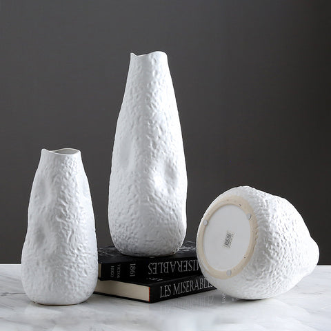 Simple Ceramic Advanced Grey Concave Vases - HOMYEA