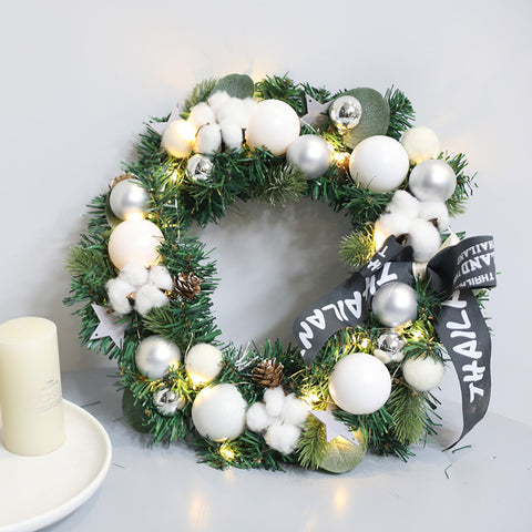 Christmas Natural Pearl Warm Wreath - HOMYEA