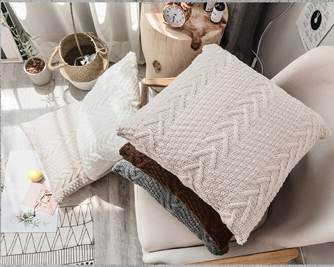 Fishbone Pattern Square Pillows - HOMYEA