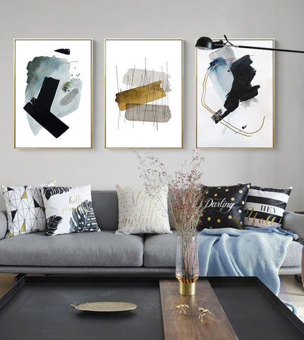 Golden Abstract Wall Art - HOMYEA