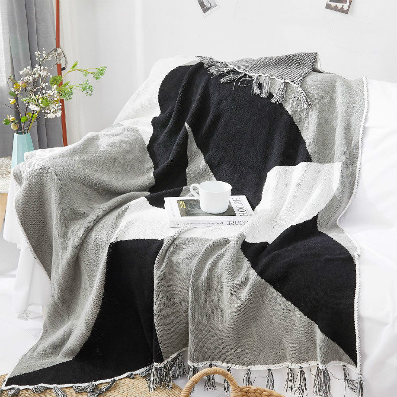 Fringed Cotton Blankets - HOMYEA