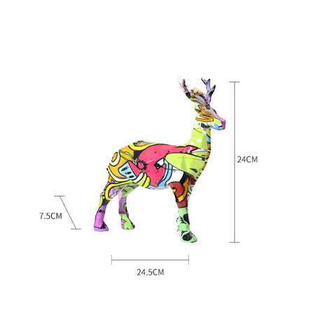 3D Colorful Resin Deer Statue Home Decor - HOMYEA