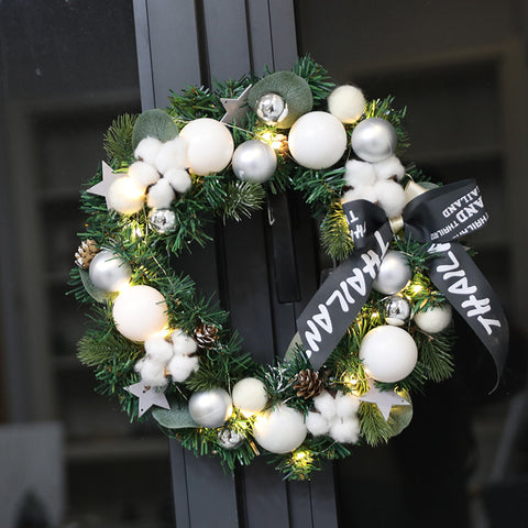 Christmas Natural Pearl Warm Wreath - HOMYEA