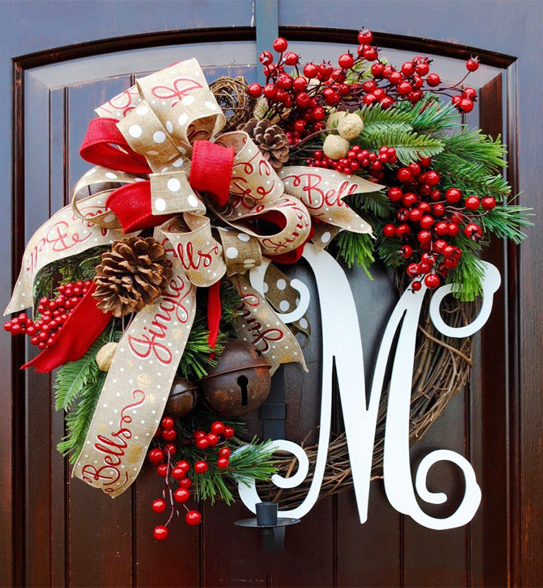 Christmas Ring Simulation Cotton Wreath - HOMYEA