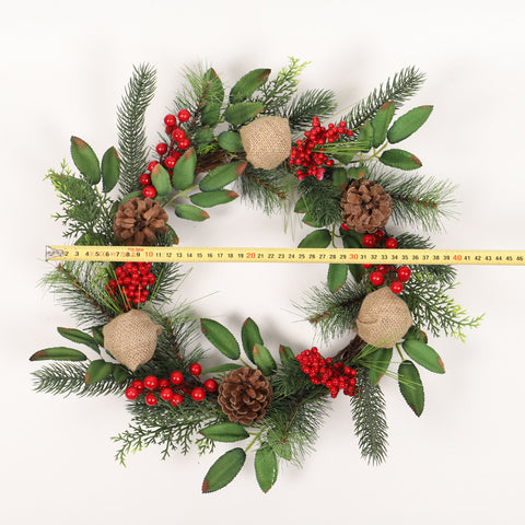 Christmas Hemp Pine Fruit Wreath - HOMYEA