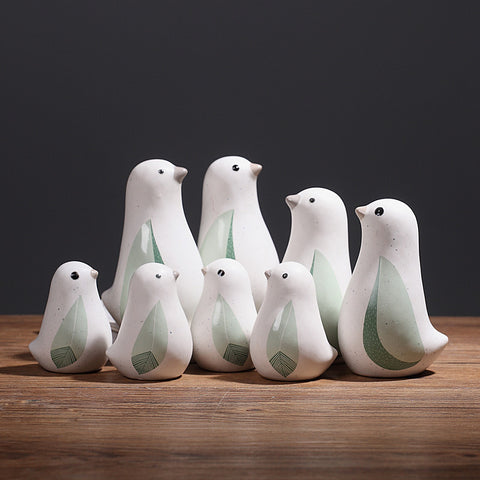 White Ceramic Bird Sculpture - HOMYEA