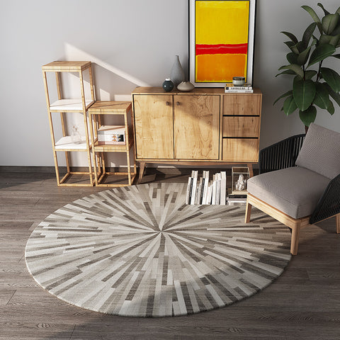 Round Rugs With Stitching Pattern - HOMYEA