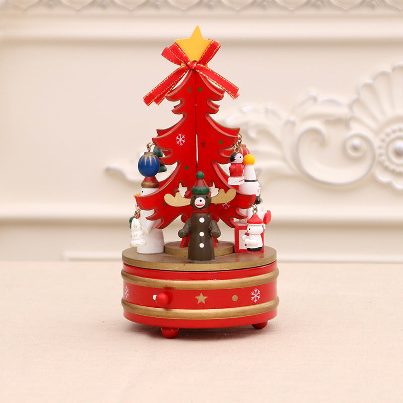 Christmas Tree Wooden Rotating Music Box - HOMYEA