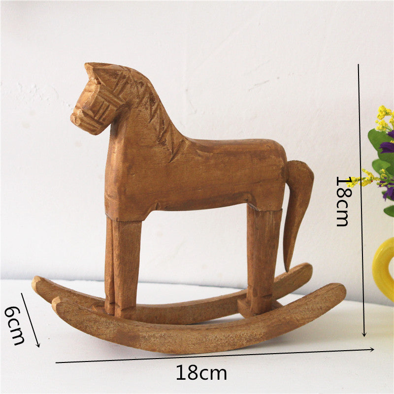 Simple Wooden Horse Sculpture - HOMYEA