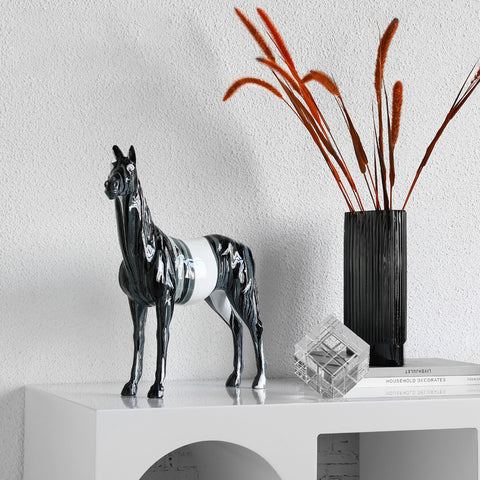 Modern Resin Black Horse Sculpture - HOMYEA