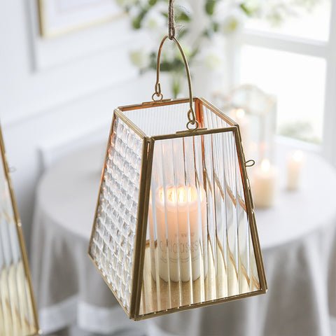 Geometric Golden Glass Candle Holder - HOMYEA