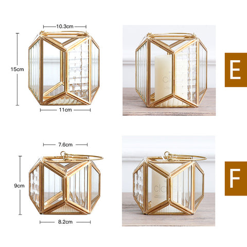 Geometric Golden Glass Candle Holder - HOMYEA