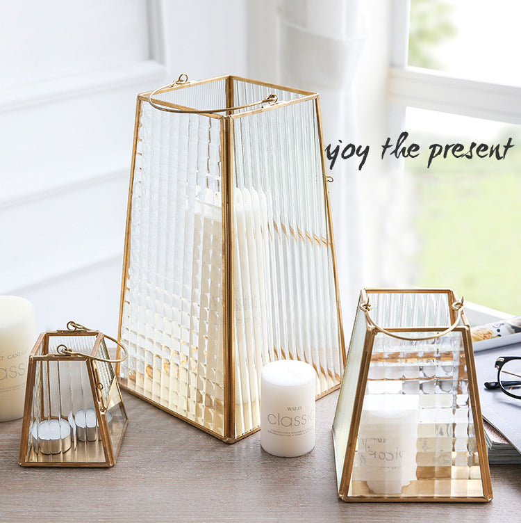 Geometric Golden Glass Candle Holder - HOMYEA