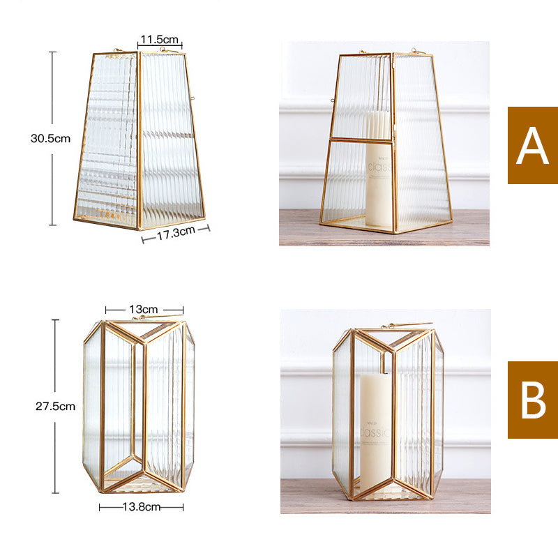 Geometric Golden Glass Candle Holder - HOMYEA