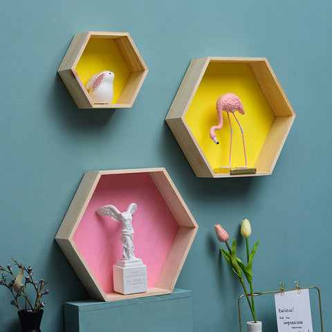 A Set of Hexagonal Wall Rack - HOMYEA