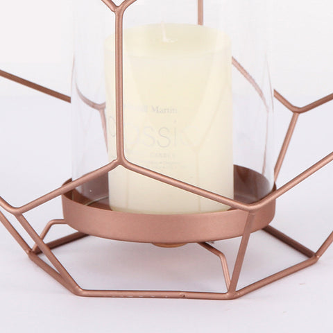 Iron Rose Gold Geometric Shape Candle Holder - HOMYEA